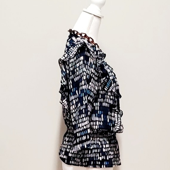 [The Limited] Ruffle Front Abstract Blouse - Picture 4 of 8
